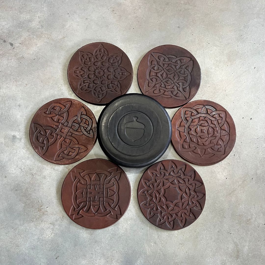 Debossed Celtic Leather Coasters