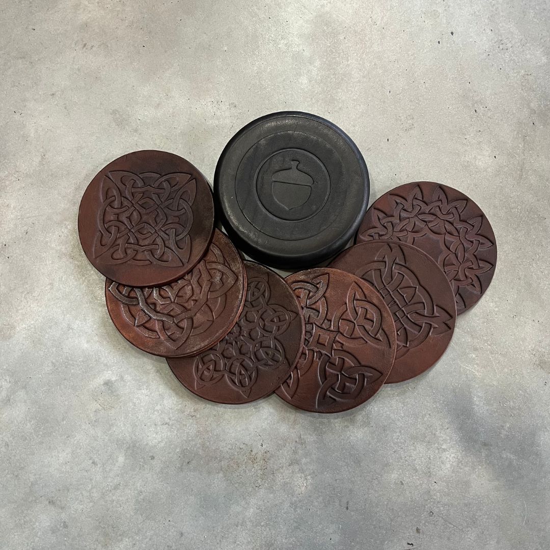 Debossed Celtic Leather Coasters