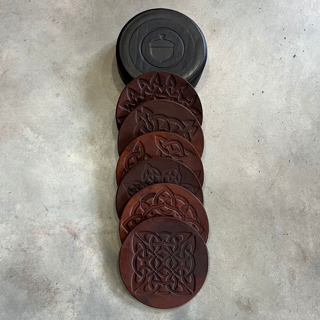 Debossed Celtic Leather Coasters