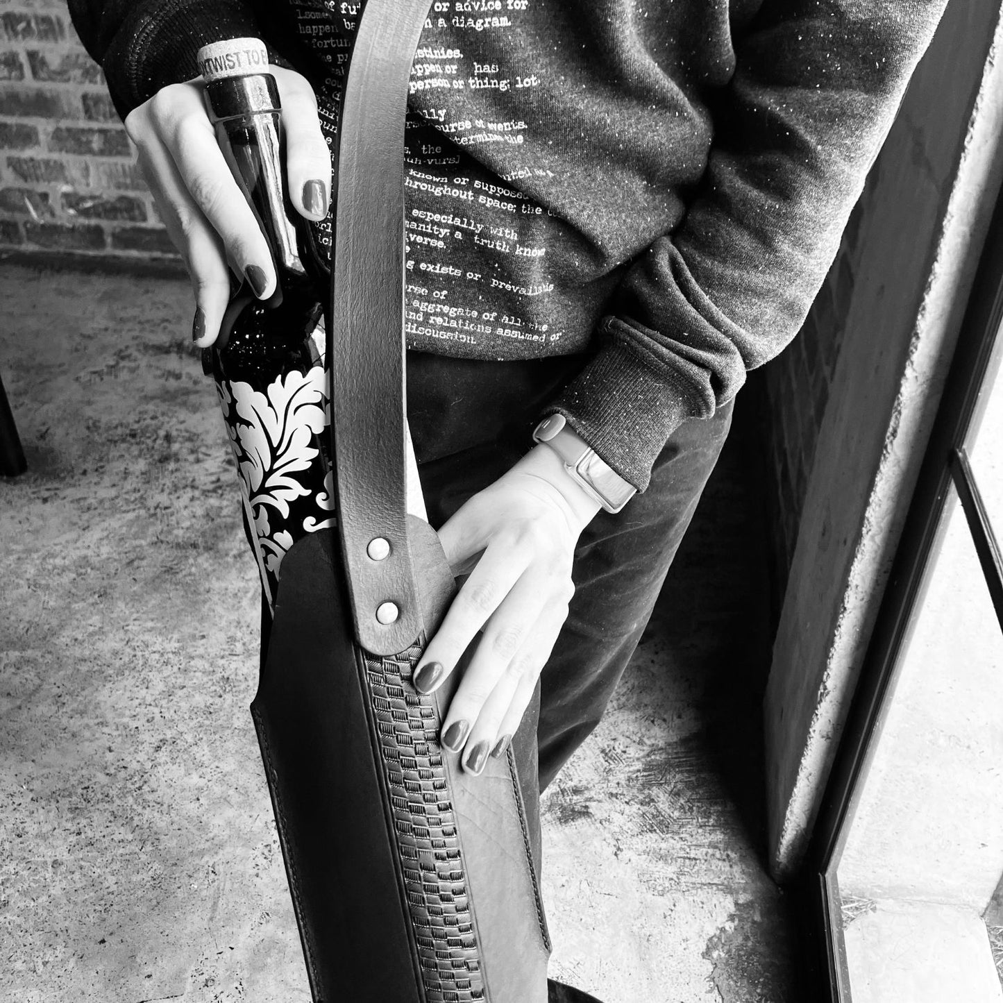 Leather Wine Tote