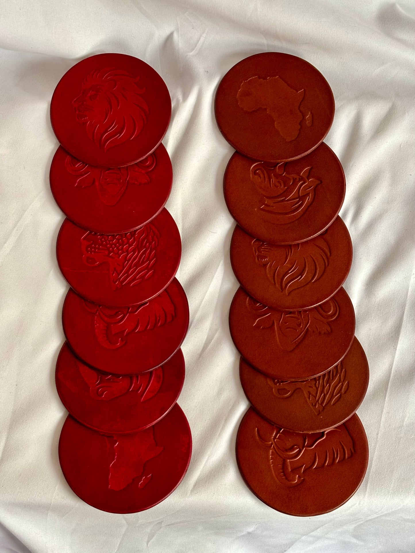 Debossed Big 5 African Leather Coasters