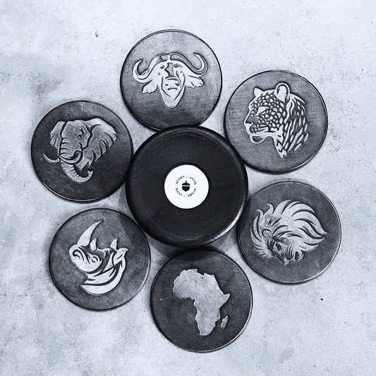 Debossed Big 5 African Leather Coasters