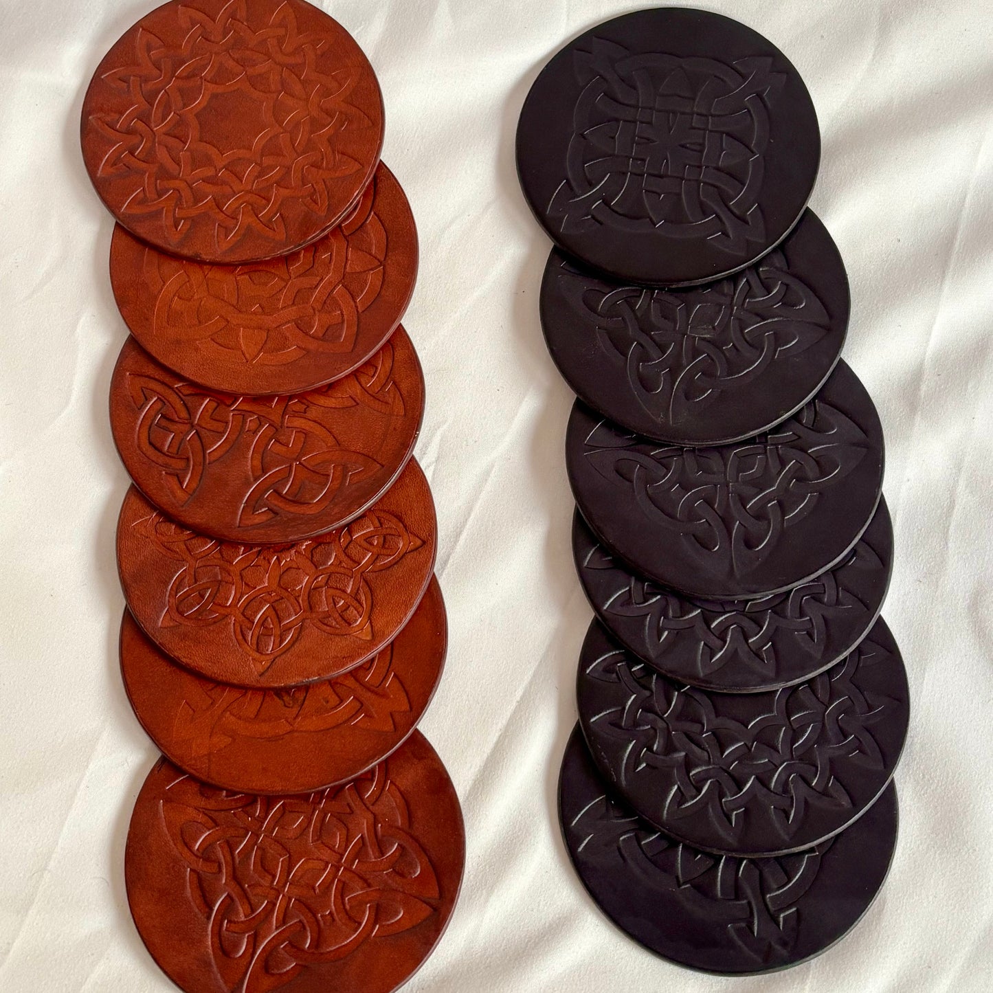 Debossed Celtic Leather Coasters
